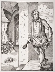 Der Koch, nach einem Stich aus dem 16. Jahrhundert von Jost Amman (1539-91) aus 